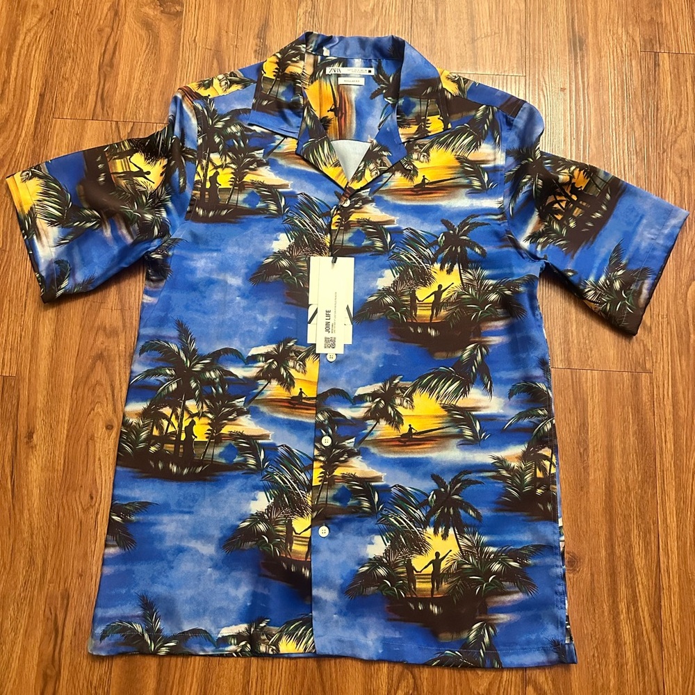 Zara Sunset Blue Hawaiian Shirt